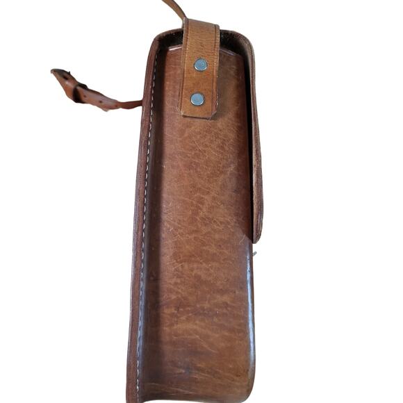 Artist Hand Tooled Leather Camera Crossbody Bag - Picture 5 of 10